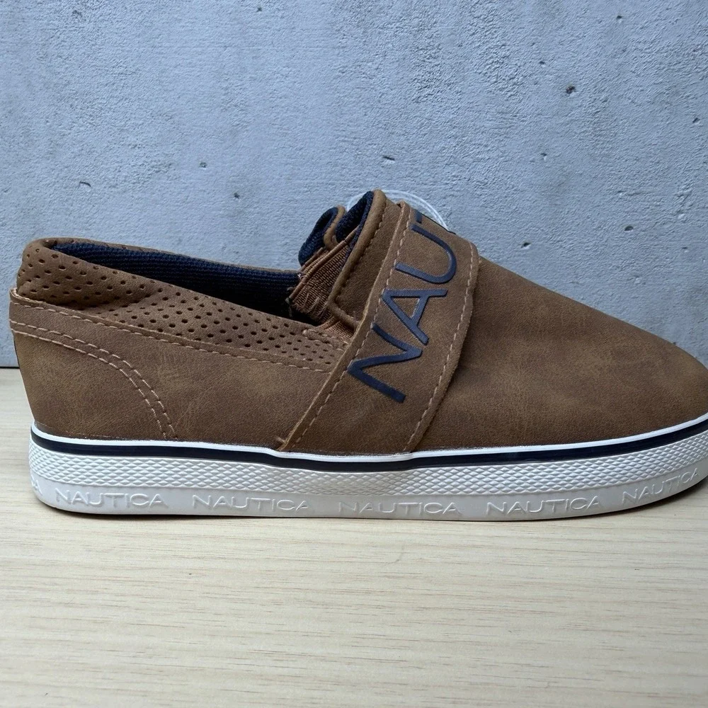 Nautica Orinoco Brown Leather slip On Dress Shoe Sneaker Toddler Size 10‎